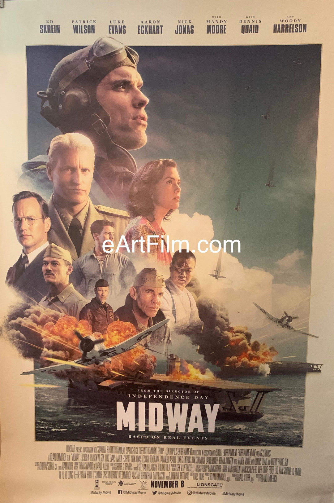eArtFilm.com U.S Theatrical Release Bus Stop/Shelter Poster approx. 48"x72" Midway 2019 48x72 Pearl Harbor WW2 action drama Woody Harrelson Nick Jonas