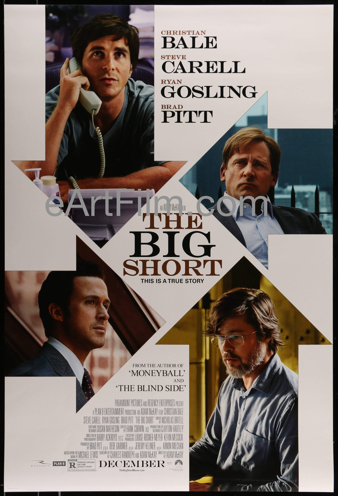 eArtFilm.com U.S Unfolded-Advance-Double-Sided One Sheet (27"x40") Big Short-Christian Bale-Ryan Gosling-Brad Pitt-Steve Carell-2015-27x40-DS