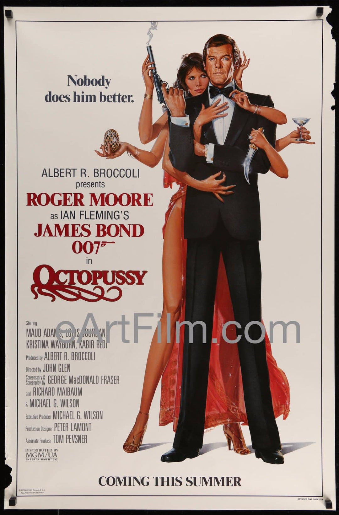 eArtFilm.com U.S Unfolded Style B Advance One Sheet (27"x41")-Original-Vintage-Movie-Poster Octopussy original movie poster Roger Moore James Bond 007 1983 27x41