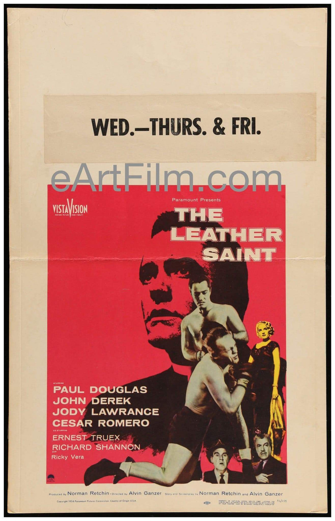 eArtFilm.com U.S Window Card (14"x22") Leather Saint 1956 14x22 Original U.S Window Card