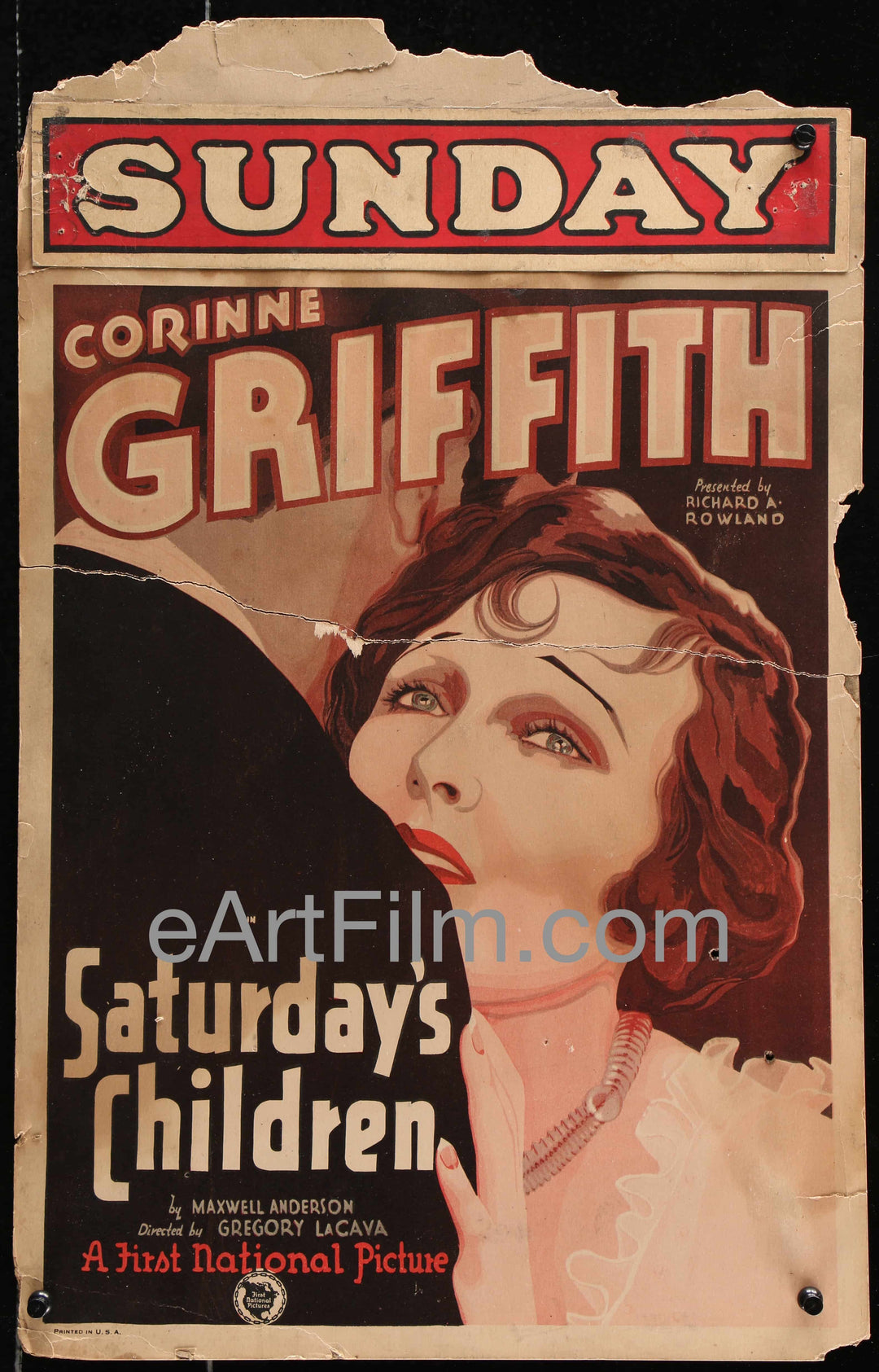 eArtFilm.com U.S Window Card (14"x22") Saturday's Children Vintage Window Card 14x22 1929 Corinne Griffith