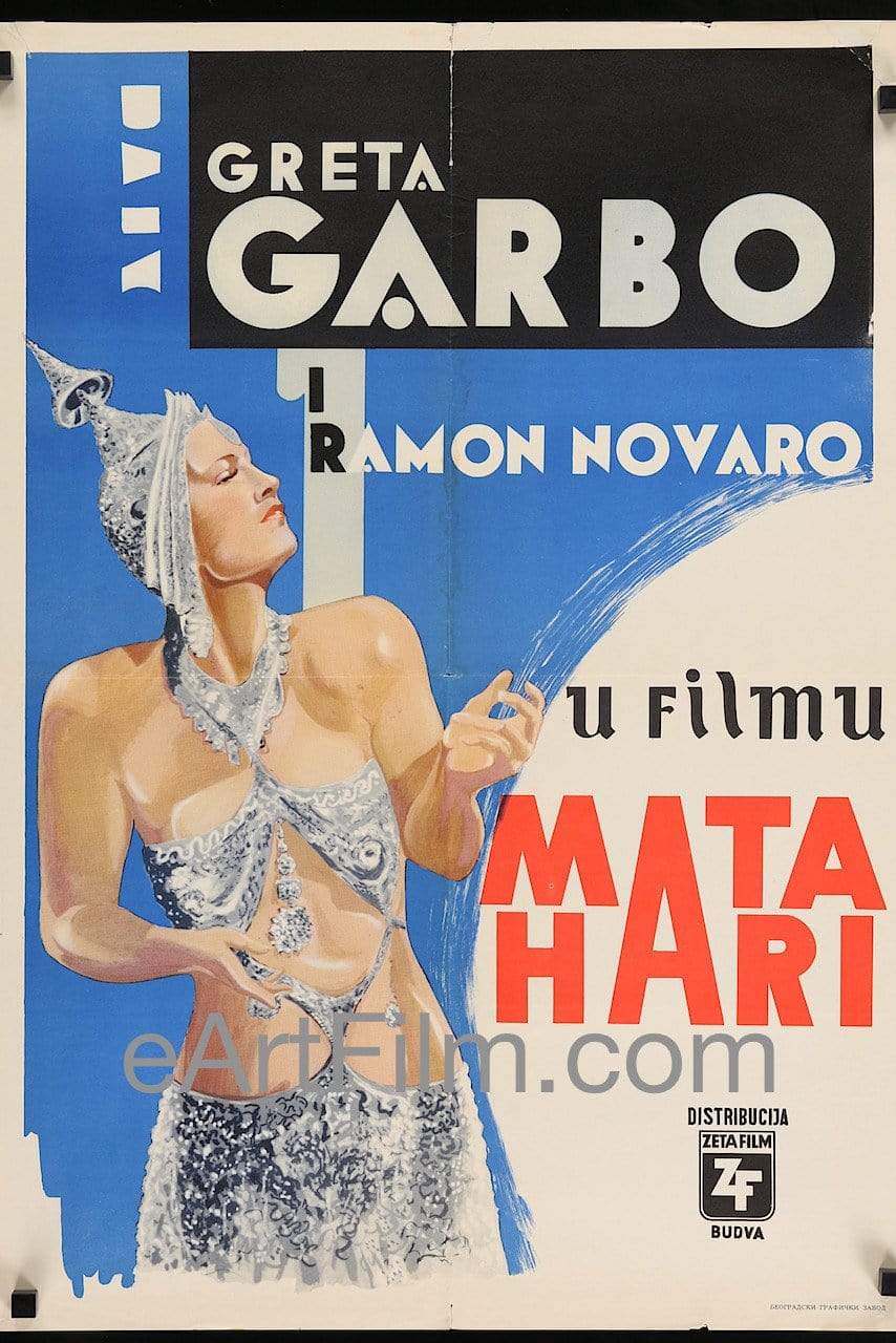 eArtFilm.com Yugoslavia poster (19.5"x27.25") Mata Hari-R50s-1931-19x27-Greta Garbo-Ramon Novarro-Lionel Barrymore