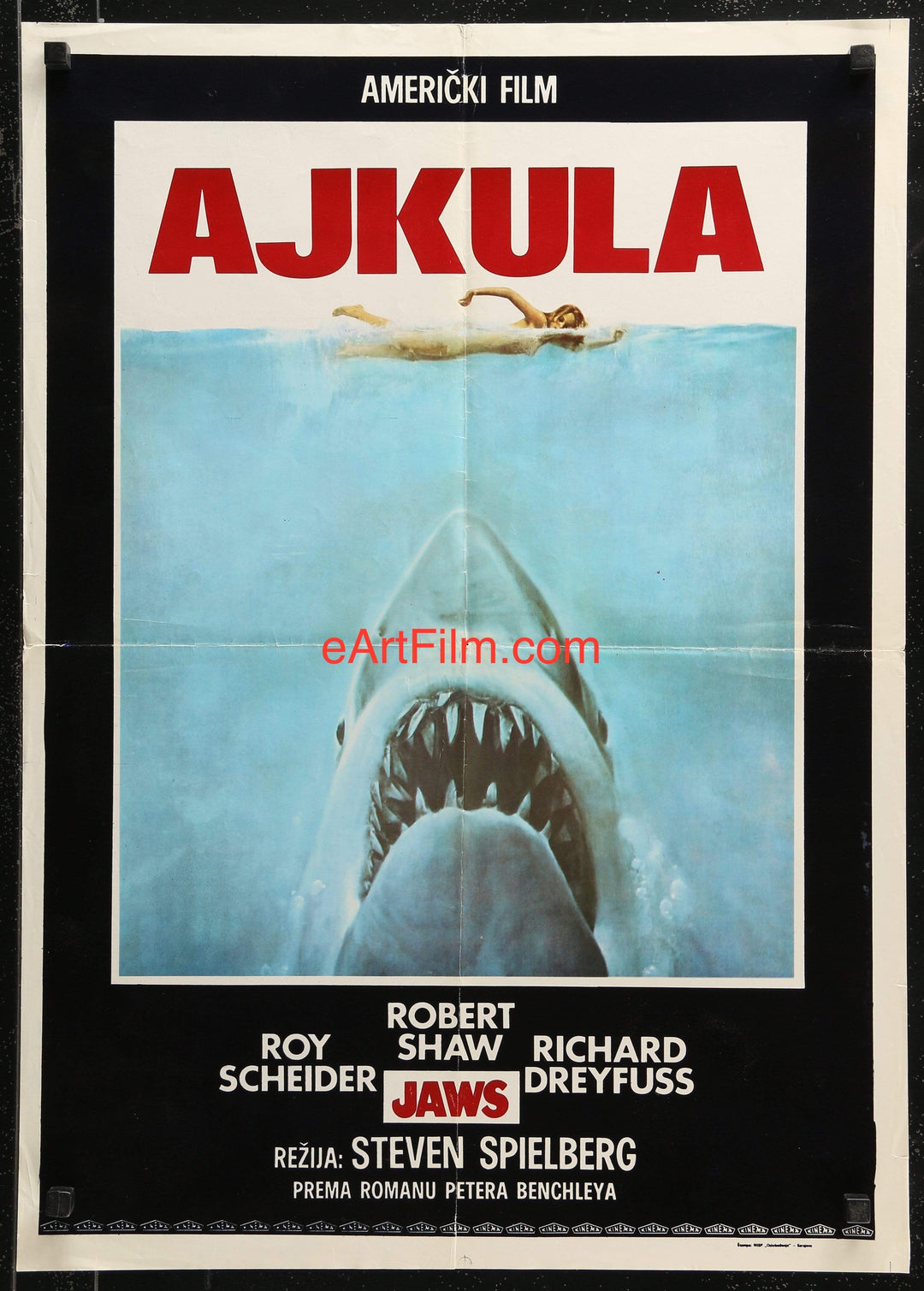 eArtFilm.com Yugoslavian release poster (20"x28) Jaws 1975 20x28 Steven Spielberg shark attack classic with iconic image